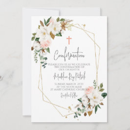 Convite Confirmação de Quadro Floral Rosa