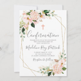 Convite Confirmação de Quadro Floral Rosa