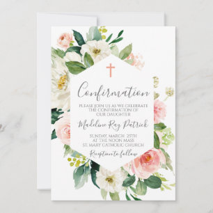 Convite Confirmação de Quadro Floral Rosa