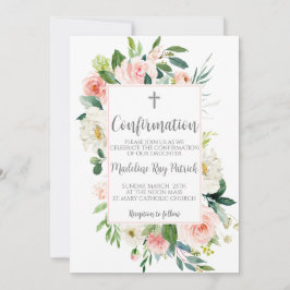 Convite Confirmação de Quadro Floral Rosa