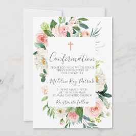 Convite Confirmação de Quadro Floral Rosa