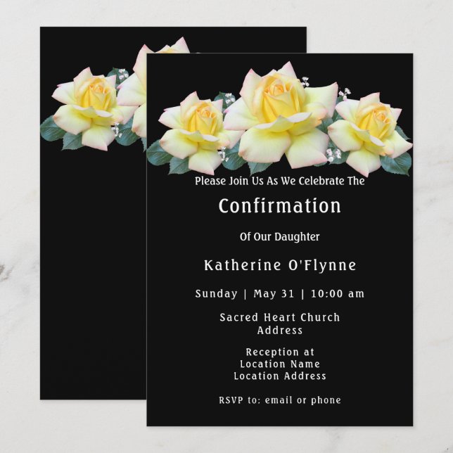 Convite Confirmação de Rosas Amarelas (Frente/Verso)