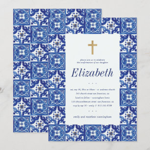Convite Confirmação De Seus Azulejos Azuis Mediterrânic