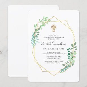 Convite Confirmação De Sua Folhagem Geométrica Dourada 