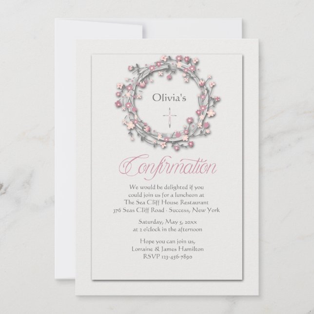 Convite Confirmação de Wreath Convocação Religiosa (Frente)