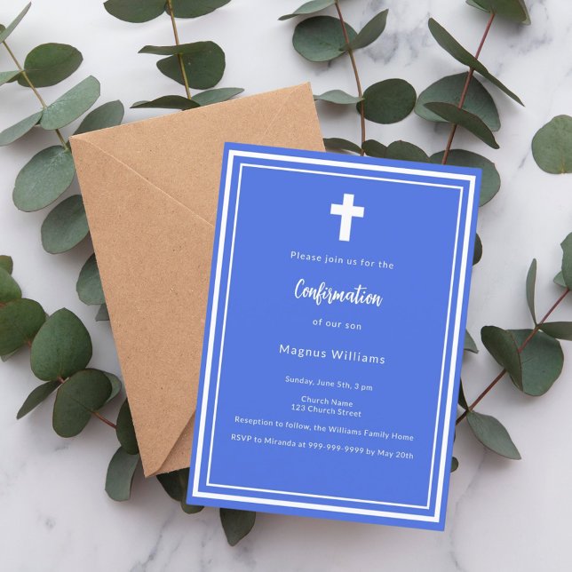 Convite Confirmação do Royal Blue Boy (Criador carregado)