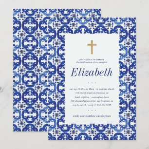 Convite Confirmação Dos Azulejos Azuis Do Mediterrâneo