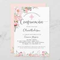 Confirmação espanhola Peach e Mint Floral