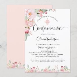 Convite Confirmação espanhola Peach e Mint Floral