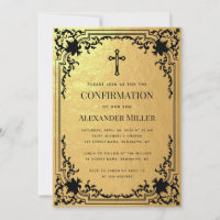 Confirmação Faux Gold Foil Vintage Cross Luxury