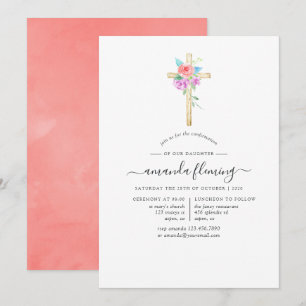 Convite Confirmação Floral de Aquarela Pastel