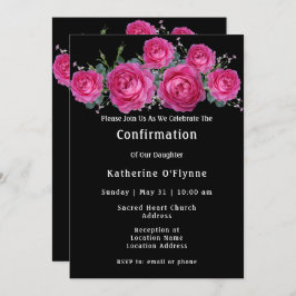 Convite Confirmação Floral do Buquê Rosa Rosa Rosa bonito