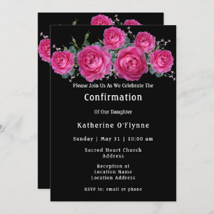 Convite Confirmação Floral do Buquê Rosa Rosa Rosa bonito