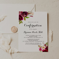 Confirmação Floral Rustic Blush Burgundy