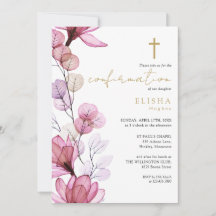 Confirmação Floral Transparente Rose Sujo Dourado