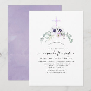 Convite Confirmação Floral Violeta Empoeirada