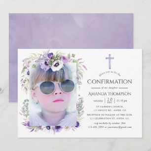 Convite Confirmação Floral Violeta Empoeirada