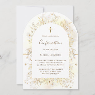 Convite confirmação flores amarelas branco aquarela