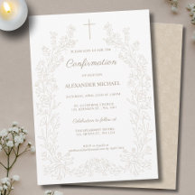 Confirmação Minimalista Cruz Floral