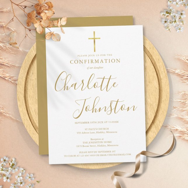 Convite Confirmação Moderna Assinatura Dourada (Modern Golden Signature Confirmation Invitation)