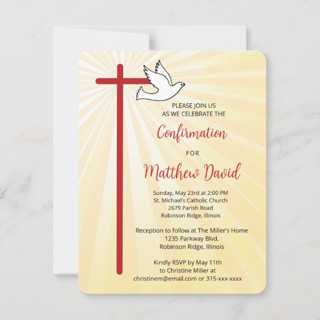 Convite Confirmação para Raios Dourados de Portas Cruzadas (Frente)