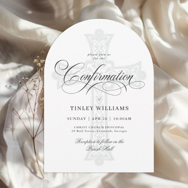 Convite Confirmação Religiosa Cruzada Elegante Celta (Available in both printed and instant download digital formats.)