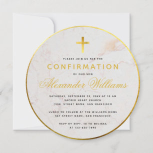 Convite Confirmação Rodada Faux Dourado Folha de Mármore R