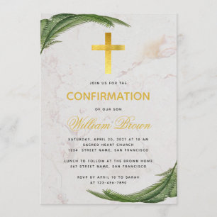 Convite Confirmação Samambaia Botânica Falso Cruz de Mármo