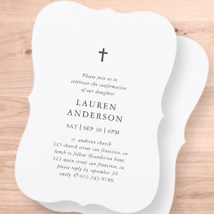 Convite Confirmação Simples Moderna Elegante de Cruz de Ch
