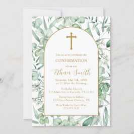 Convite Confirmation Eucalyptus leaves Invitation