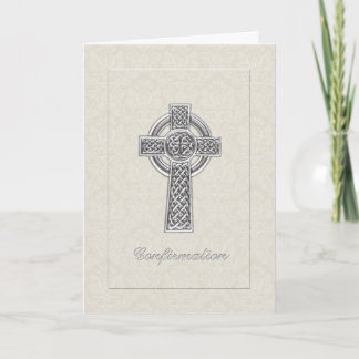 Convite Confirmation Ivory Damask with Silver Cross