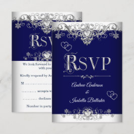 Convite Confirme Presença Casamento Azul Real Prata Diaman
