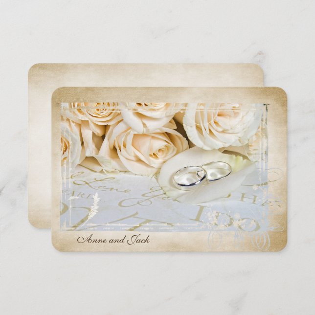 Convite Confirme presença rosas e alianças Cerimônia de Re (Frente/Verso)