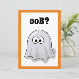 Convite Confused Ghost Says "Oob?" Funny Halloween Cartoon
