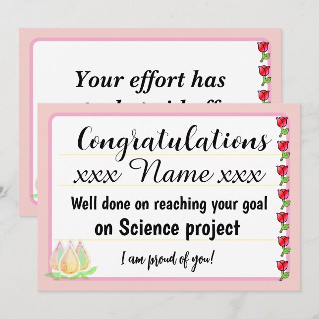 Convite Congratulations Fantastic Effort Today Card (Frente/Verso)