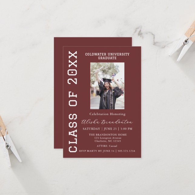 Convite Congratulations Graduate Photo Party Invitation (Frente/Verso In Situ)