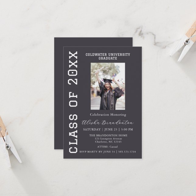 Convite Congratulations Graduate Photo Party Invitation (Frente/Verso In Situ)