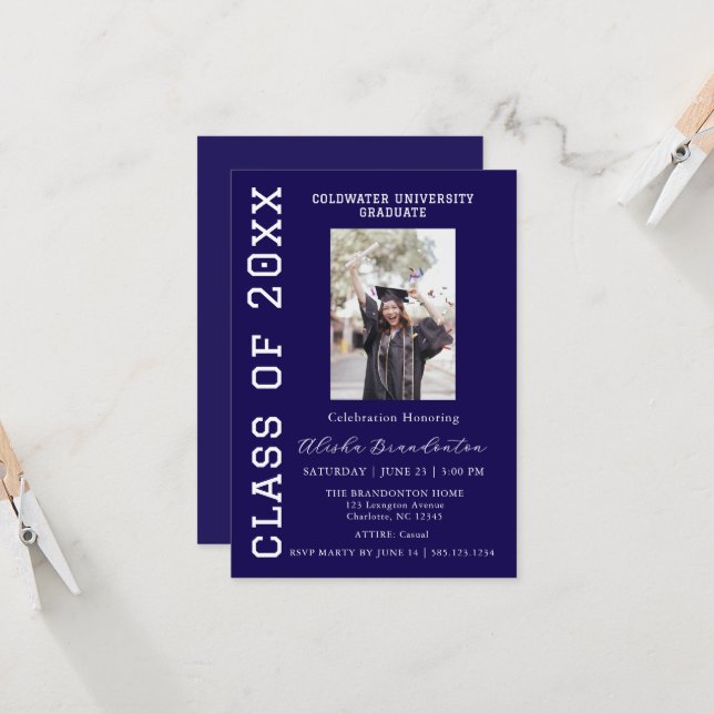 Convite Congratulations Graduate Photo Party Invitation (Frente/Verso In Situ)