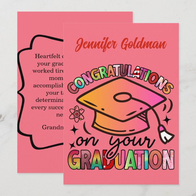 Convite Congratulations on Graduation (Frente/Verso)