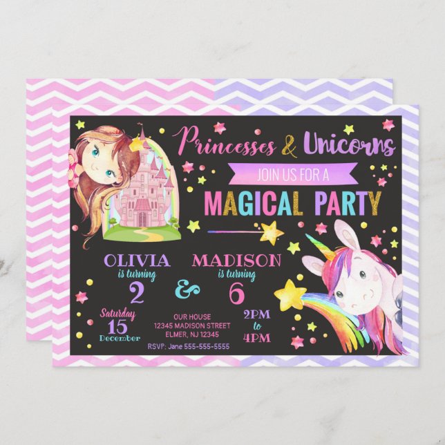 Convite Conjunta de Aniversário da Princesa e Unic (Frente/Verso)