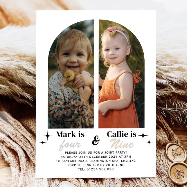 Convite Conjunta de Aniversário de Foto Dupla (Criador carregado)