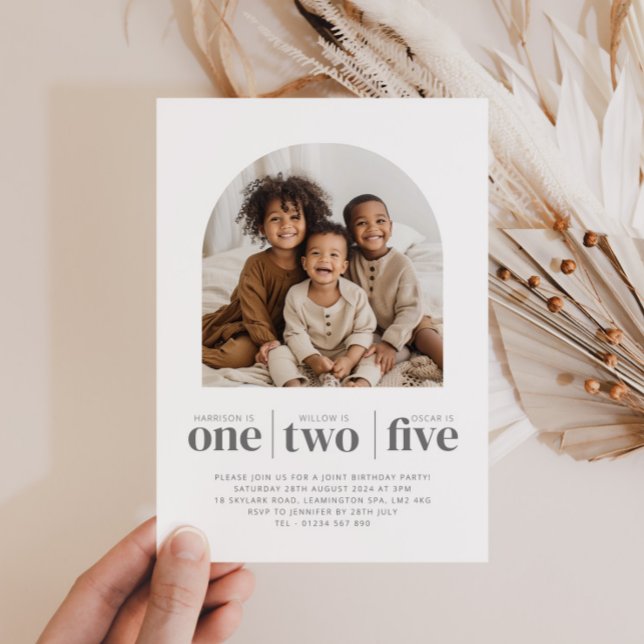 Convite Conjunta de Aniversário para Fotos Archada (Criador carregado)