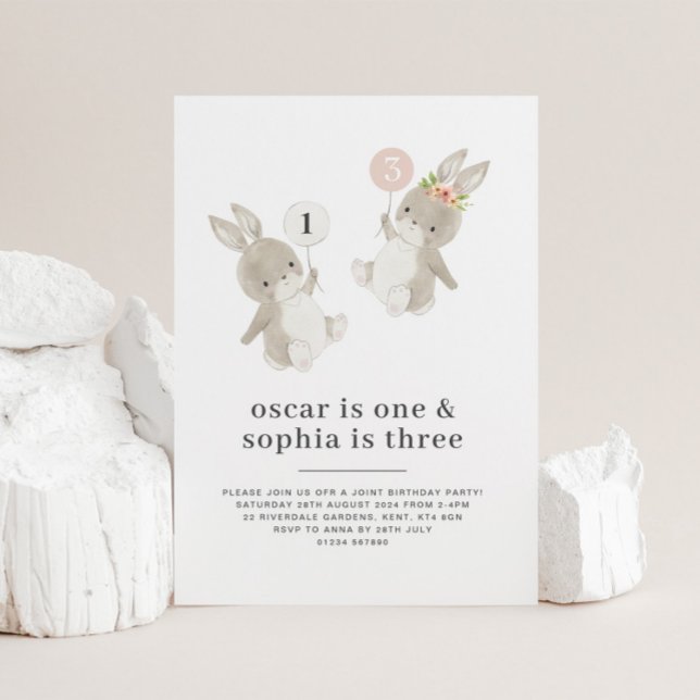 Convite Conjunta De Aniversário Para Garotas Coelh (Criador carregado)