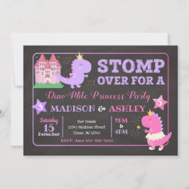 Convite Conjunta de Aniversário para Meninas Dinos