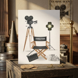 Convite Conjunto de Cadeira de Diretor de Cinema e Câmera 