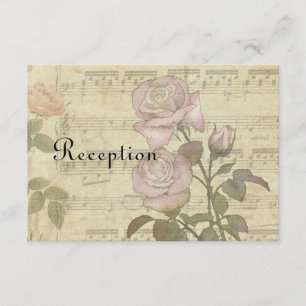Convite Conjunto de casamento de Rosa Vintage e partitura