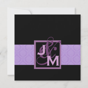 Convite Conjunto de Casamentos tema damasco Roxo