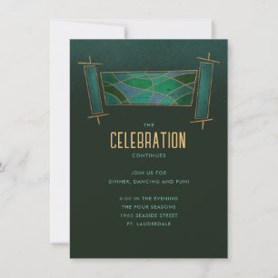 Convite Conjunto de Celebração da Torá em Mosaico Verde Es