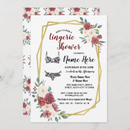 Convite Conjunto de lingerie em tons dourados com flores v