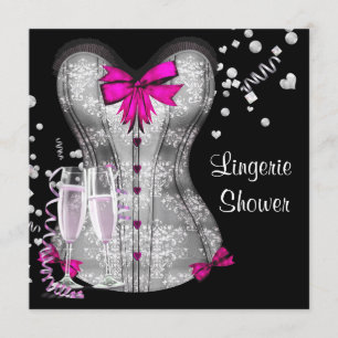 Convite Conjunto de lingerie espartilho preto rosa para ch